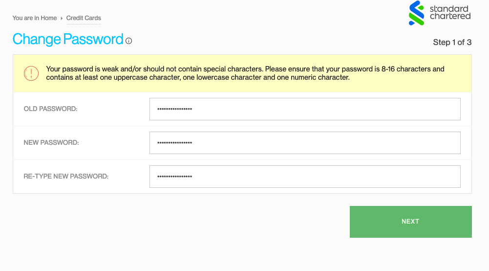 Password Reset for Standard Chartered Online Banking